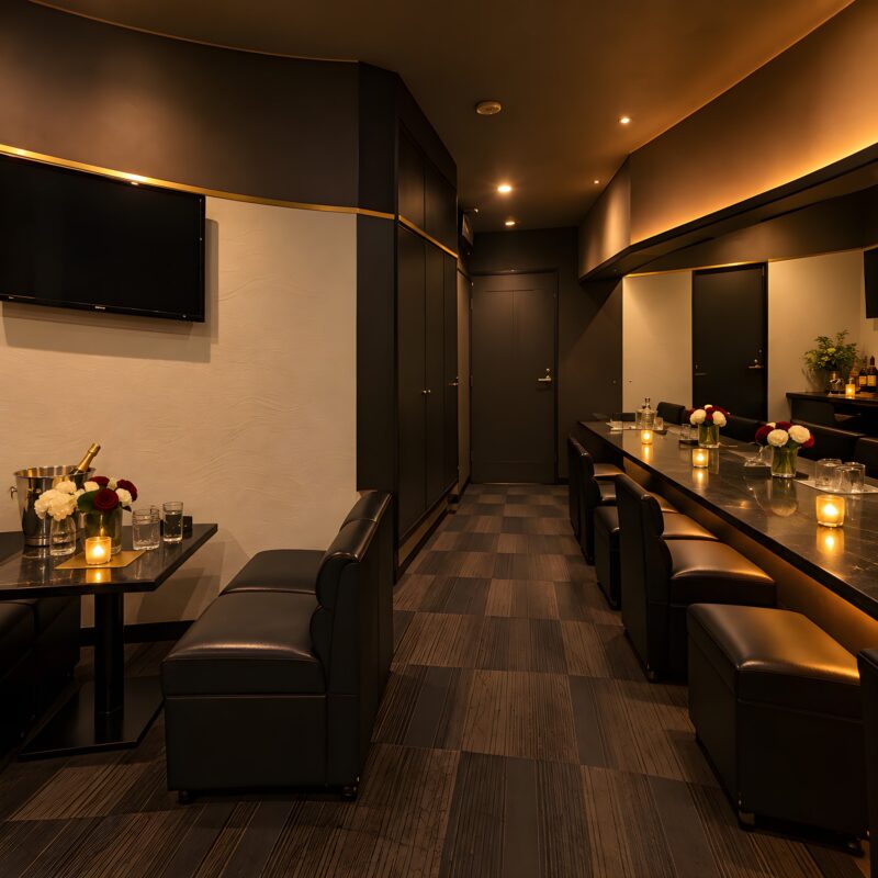 Club Ellecea カウンターとボックス席の間の通路