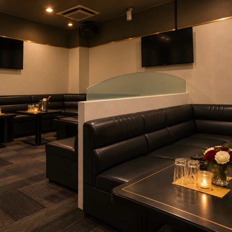 Club Ellecea すりガラスの仕切りのあるボックス席