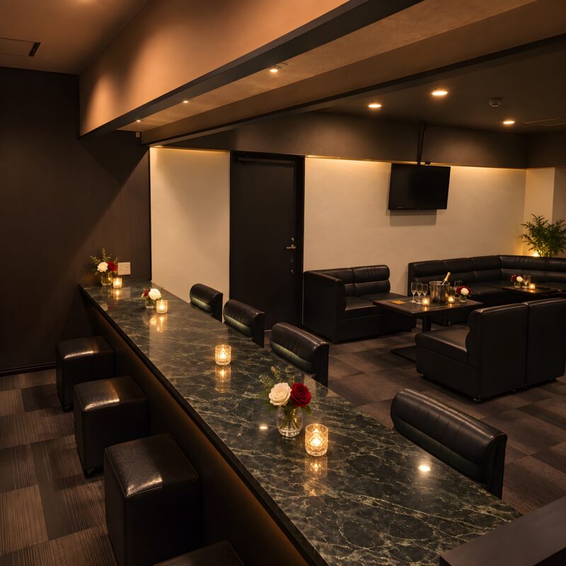 Club Ellecea 大理石調のロングカウンター